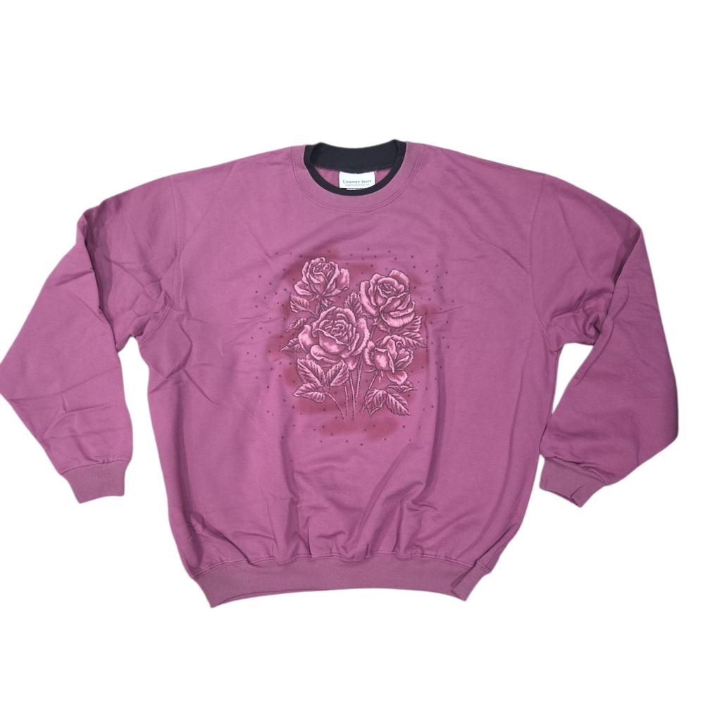 New In Package! Country Store Printed Roses Sweatershirt Size 2X
